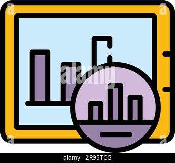 Narrow market tablet graph icon. Outline Narrow market tablet graph vector icon for web design isolated on white background color flat Stock Vector