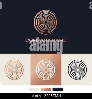 Circle and rings logo. Abstract universal logo for business.Swirling elegant waves. Template for creating a unique luxury design, logo Stock Vector