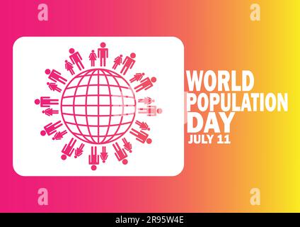 World Population Day. July 11. Holiday concept. Template for background, banner, card, poster with text inscription. Vector illustration Stock Vector