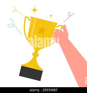 Hand width gold winner cup Stock Vector