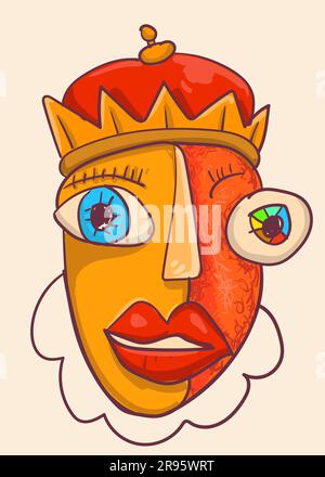 smile of a king. abstract drawing poster vector illustration Stock Vector