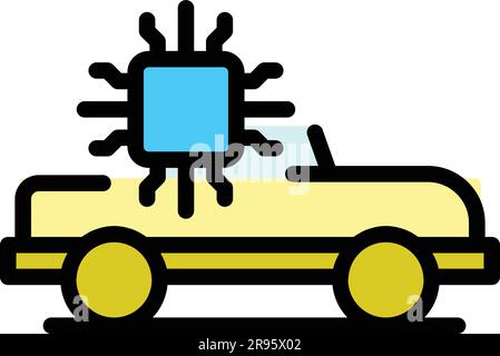 Autonomous system car icon. Outline Autonomous system car vector icon for web design isolated on white background color flat Stock Vector