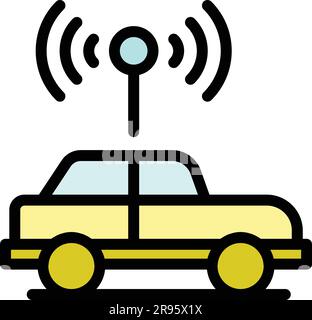 Signal control car icon. Outline Signal control car vector icon for web design isolated on white background color flat Stock Vector