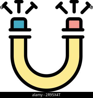 Magnet relationship icon. Outline Magnet relationship vector icon for web design isolated on white background color flat Stock Vector
