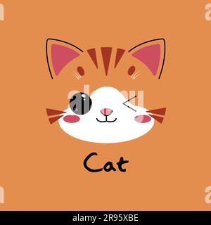 Vector image of a cute cat face. Suitable for greeting cards, posters and print. Stock Vector