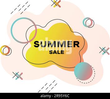Summer sale banner template. Summer abstract geometric background. Vector illustration. Stock Vector