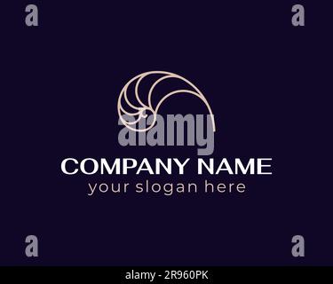 Shell logo. Modern seashell, naulilus. Elegant linear logo. Template to create a unique luxury design, logo Stock Vector
