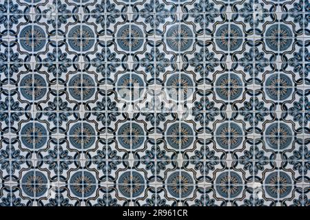 Traditional Portuguese tiles on wall of building Stock Photo
