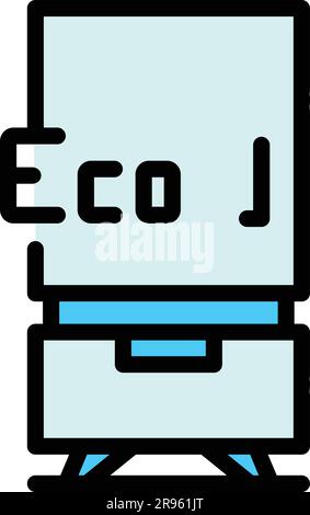 Eco fridge icon. Outline Eco fridge vector icon for web design isolated on white background color flat Stock Vector