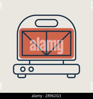 Kitchen sandwich maker vector icon. Electric kitchen appliance. Graph symbol for cooking web site design, logo, app, UI Stock Vector