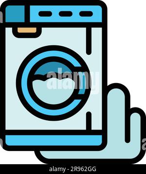 Damaged washing machine icon. Outline Damaged washing machine vector icon for web design isolated on white background color flat Stock Vector