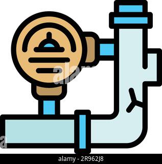 Broken pipe icon. Outline Broken pipe vector icon for web design isolated on white background color flat Stock Vector