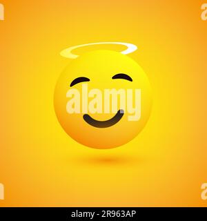 Smiling Cheeky Face with Angel Halo - Emoticon Concept Design Stock Vector