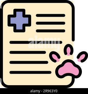Veterinary clinic medical report icon. Outline Veterinary clinic medical report vector icon for web design isolated on white background color flat Stock Vector