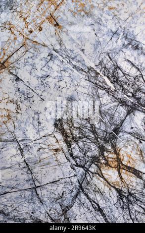 White with blue marble texture background, design use for ceramic wall and floor tiles, decor with black cracks and veins. Vertical image. Stock Photo