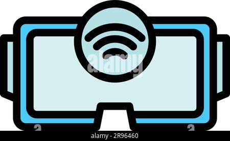 Wireless headset icon. Outline Wireless headset vector icon for web design isolated on white background color flat Stock Vector