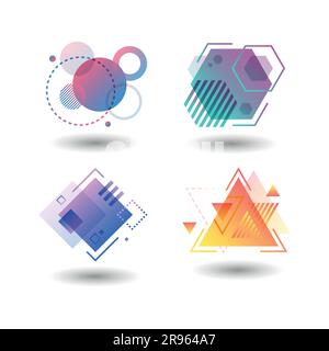 Set of abstract graphic design elements. Vector illustrations for logo design, website development, flayer and presentation, background, cover design. Stock Vector