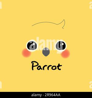 Vector image of a cute parrot face. Suitable for greeting cards, posters and print. Stock Vector