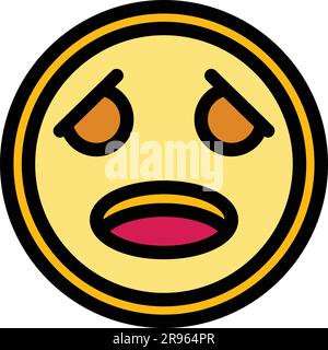 Pensive face icon. Outline Pensive face vector icon for web design isolated on white background color flat Stock Vector