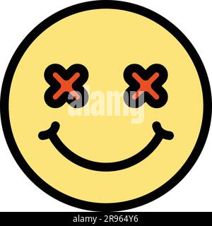 Crossed eyes emoji icon. Outline Crossed eyes emoji vector icon for web design isolated on white background color flat Stock Vector
