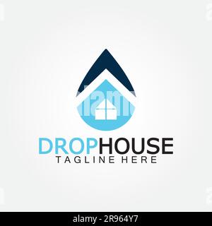 House home and water drop droplet icon for plumbing  home service logo design Stock Vector