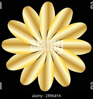 Floral leaf decorative ornamental design with branches in golden gradient premium vector art symmetrical Stock Vector