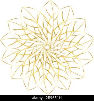 Decorative floral ornamental mandala pattern design in golden gradient Stock Vector