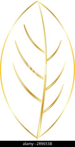 Floral leaf decorative ornamental design with branches in golden gradient premium vector art symmetrical seamless Stock Vector