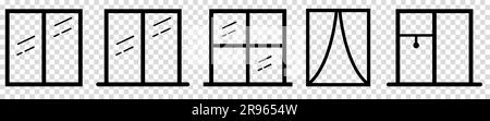 Windows frames line icons. Vector illustration isolated on transparent background Stock Vector
