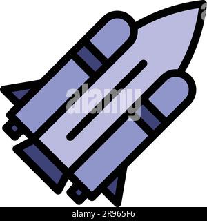 Fast space shuttle icon. Outline Fast space shuttle vector icon for web design isolated on white background color flat Stock Vector