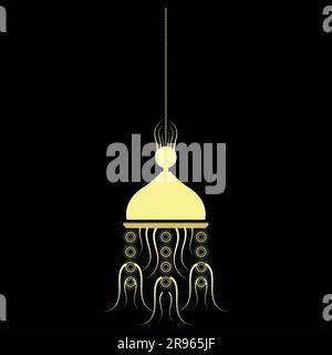 Hanging lantern bulb with a rope with floral design decorative intricate vector art ornamental Stock Vector