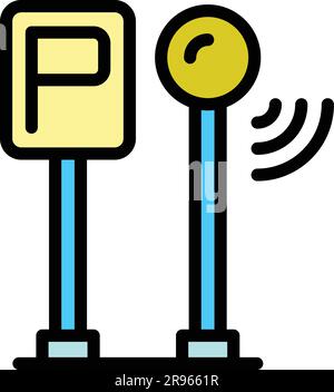 Smart parking icon. Outline Smart parking vector icon for web design isolated on white background color flat Stock Vector