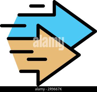 Fast arrows icon. Outline Fast arrows vector icon for web design isolated on white background color flat Stock Vector