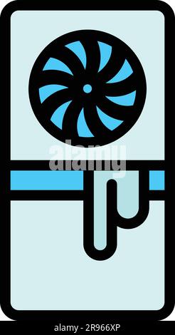 Broken fridge icon. Outline Broken fridge vector icon for web design isolated on white background color flat Stock Vector
