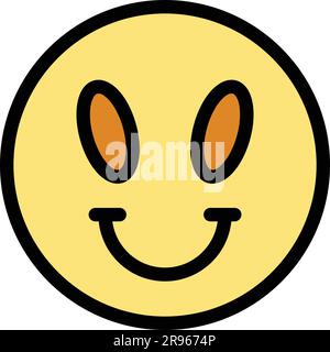 Alien emoji icon. Outline Alien emoji vector icon for web design isolated on white background color flat Stock Vector