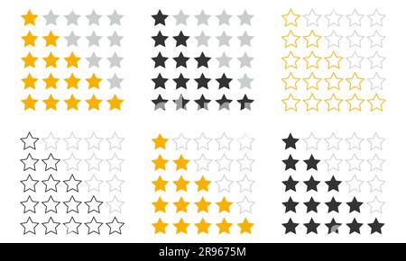 Set of five stars rating. Vector illustration Stock Vector