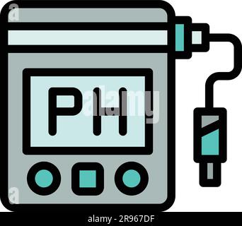 Research ph meter icon. Outline Research ph meter vector icon for web design isolated on white background color flat Stock Vector