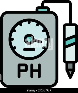 Analysis ph meter icon. Outline Analysis ph meter vector icon for web design isolated on white background color flat Stock Vector