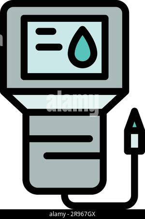 Water ph meter icon. Outline Water ph meter vector icon for web design isolated on white background color flat Stock Vector