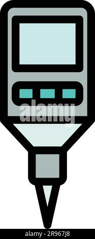 Screen ph meter icon. Outline Screen ph meter vector icon for web design isolated on white background color flat Stock Vector