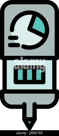Experiment ph meter icon. Outline Experiment ph meter vector icon for web design isolated on white background color flat Stock Vector