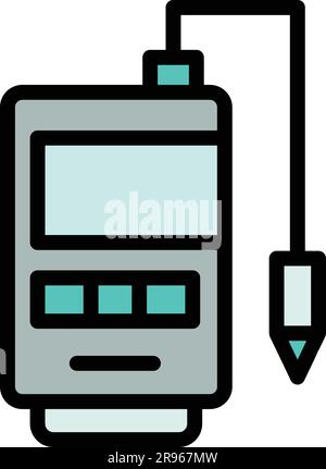 Biology ph meter icon. Outline Biology ph meter vector icon for web design isolated on white background color flat Stock Vector