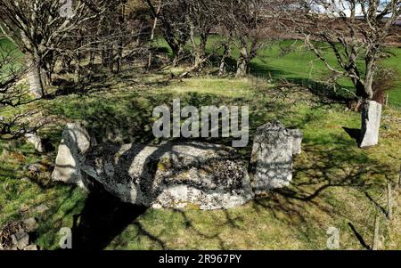 Old Keig prehistoric recumbent stone circle. N.E. of Alford, Grampian, Scotland. Looking north Stock Photo
