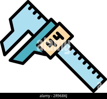 Digital micrometer ruler icon. Outline Digital micrometer ruler vector icon for web design isolated on white background color flat Stock Vector