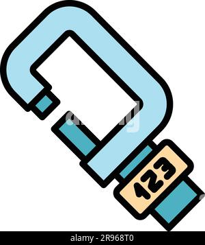 Digital micrometer laboratory icon. Outline Digital micrometer laboratory vector icon for web design isolated on white background color flat Stock Vector