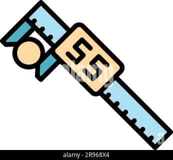 Digital micrometer construction icon. Outline Digital micrometer construction vector icon for web design isolated on white background color flat Stock Vector