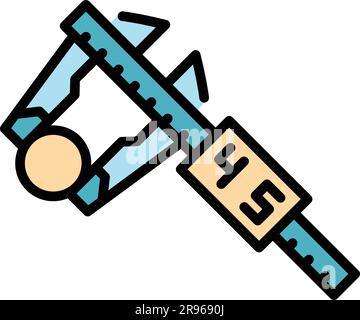Digital micrometer measure icon. Outline Digital micrometer measure vector icon for web design isolated on white background color flat Stock Vector