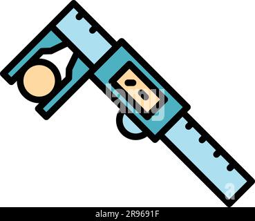 Digital micrometer linear icon. Outline Digital micrometer linear vector icon for web design isolated on white background color flat Stock Vector