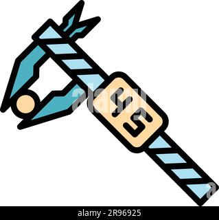 Digital micrometer build icon. Outline Digital micrometer build vector icon for web design isolated on white background color flat Stock Vector