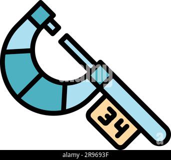 Digital micrometer precision icon. Outline Digital micrometer precision vector icon for web design isolated on white background color flat Stock Vector